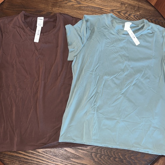 PINK VS  SUPER SOFT SHORT SLEEVE TEES IN BROWN & GREEN. NEW WITH TAGS. - Picture 3 of 12